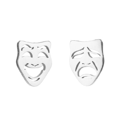 1 Pair Retro Emoji Face Titanium Steel Ear Studs