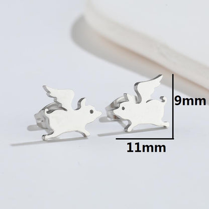 1 Pair Simple Style Animal Titanium Steel Ear Studs