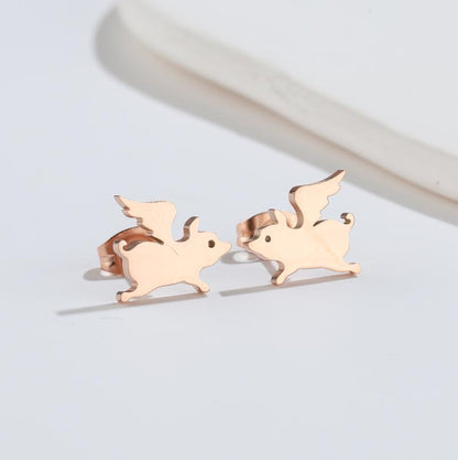 1 Pair Simple Style Animal Titanium Steel Ear Studs