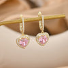 1 Pair Fashion Heart Shape Copper Irregular Plating Zircon Drop Earrings