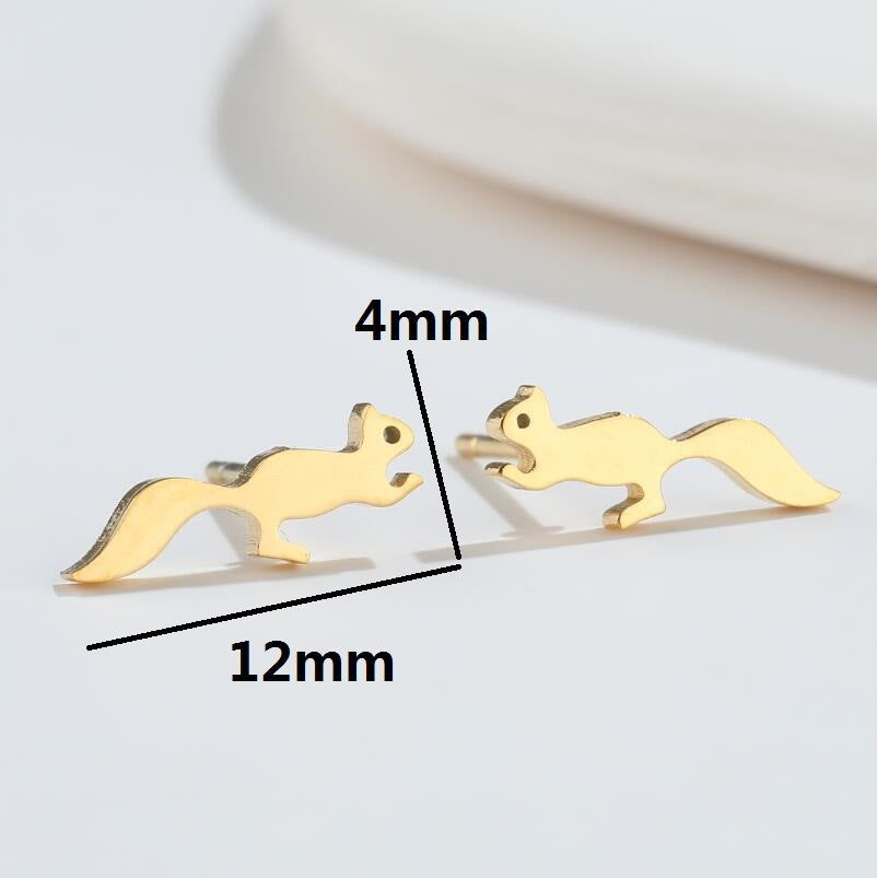 1 Pair Fashion Dog Dinosaur Giraffe Titanium Steel Ear Studs