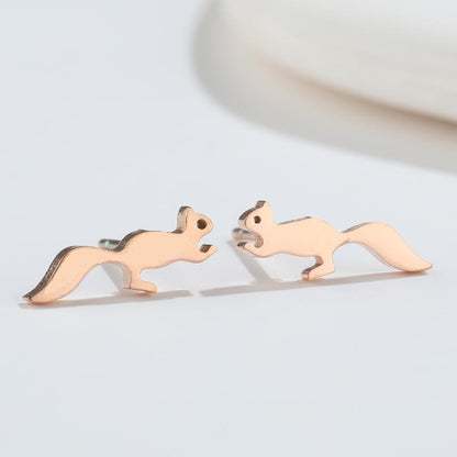 1 Pair Fashion Dog Dinosaur Giraffe Titanium Steel Ear Studs