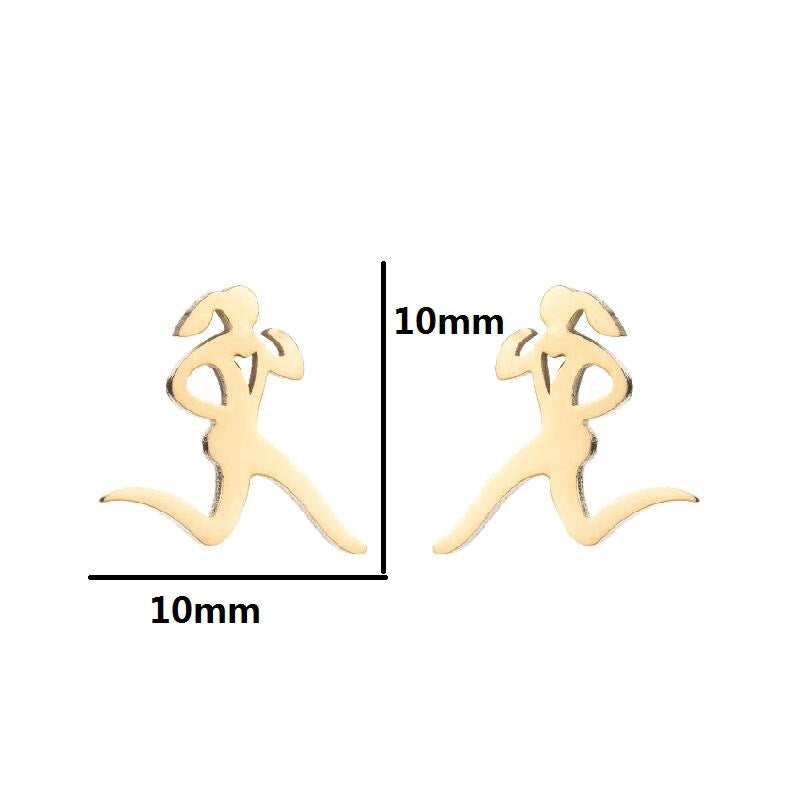 1 Pair Fashion Geometric Titanium Steel Plating Ear Studs