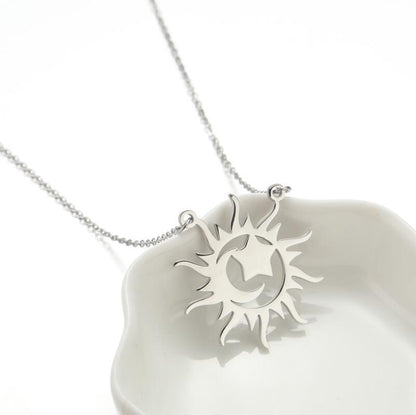 Titanium Steel Fashion Plating Sun Necklace