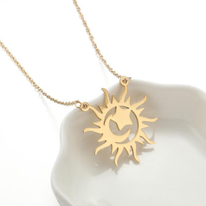 Titanium Steel Fashion Plating Sun Necklace