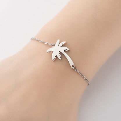 1 Piece Simple Style Tree Coconut Tree Titanium Steel Plating Hollow Out Bracelets