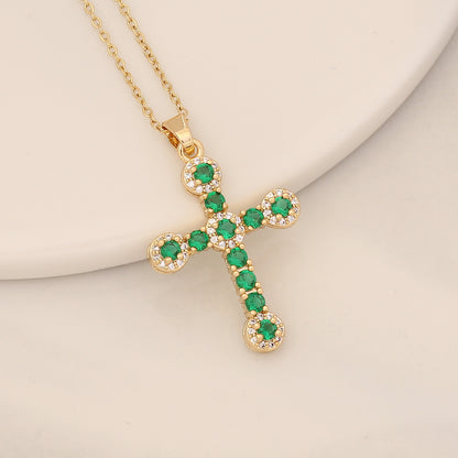 1 Piece Fashion Cross Copper Plating Zircon Necklace