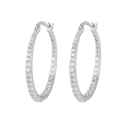 1 Pair Fashion Round Brass Inlay Zircon Hoop Earrings