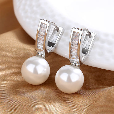 1 Pair Fashion Geometric Copper Plating Artificial Pearls Earrings