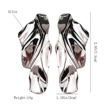 1 Pair Retro Geometric Solid Color Alloy Plating Pleated Women's Ear Studs