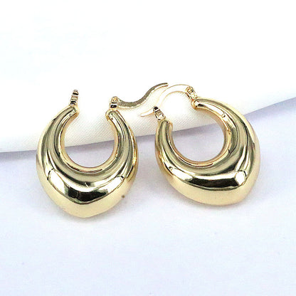 1 Pair Retro Solid Color Plating Copper Gold Plated Earrings