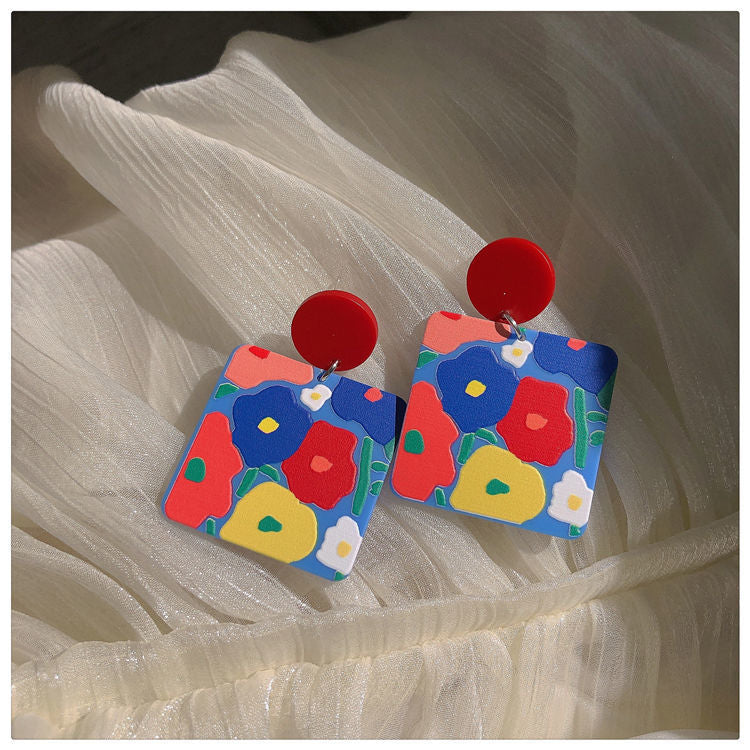 1 Pair Simple Style Flower Resin Stoving Varnish Women's Earrings