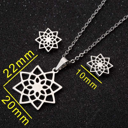 1 Set Fashion Geometric Titanium Steel Plating Earrings Necklace