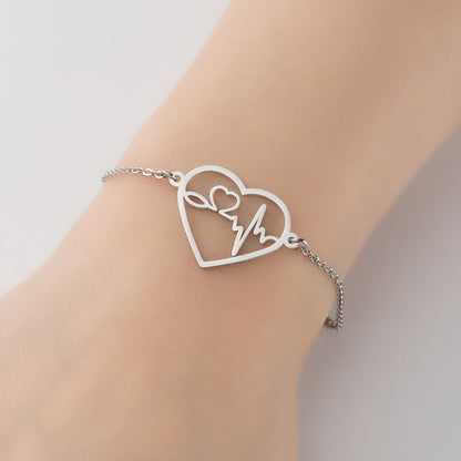 1 Piece Fashion Palm Heart Shape Titanium Steel Bracelets