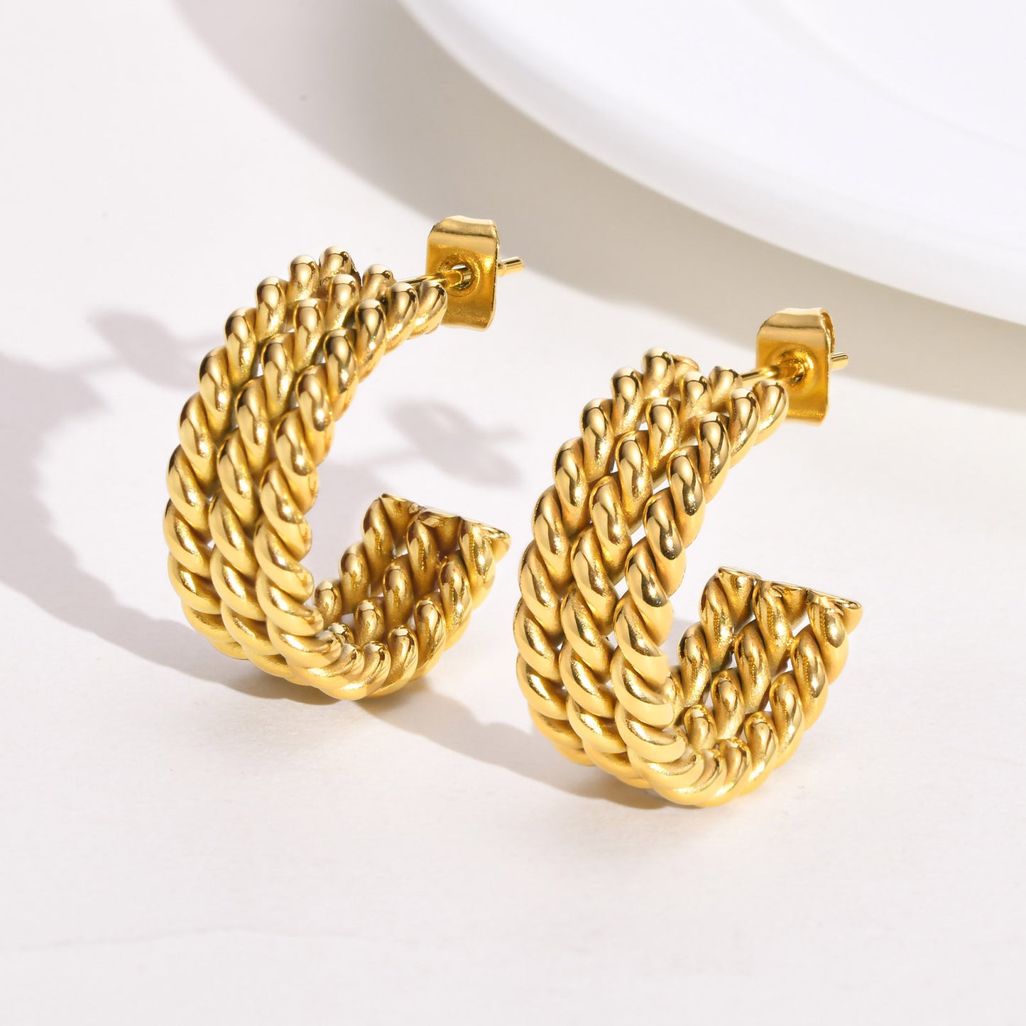 1 Pair Simple Style Solid Color Titanium Steel Plating Earrings