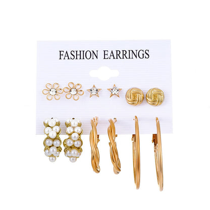 1 Set Fashion Triangle Circle Butterfly Synthetics Metal Copper Asymmetrical Inlay Artificial Pearls Rhinestones Zircon 18k Gold Plated Gold Plated Silver Plated Women's Earrings