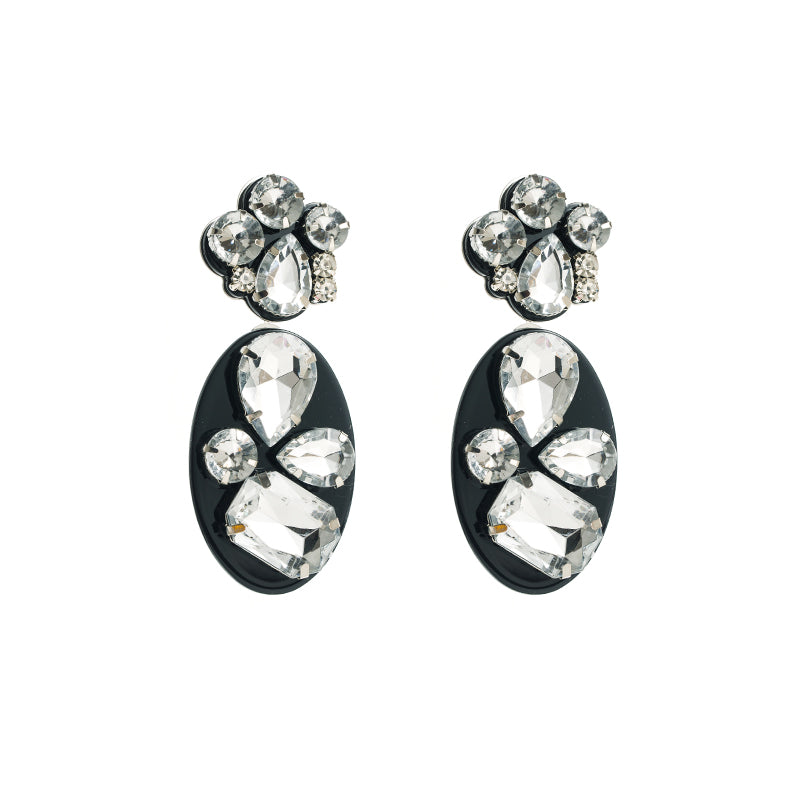 1 Pair Classic Style Oval Water Droplets Arylic Inlay Rhinestones Glass Women's Drop Earrings