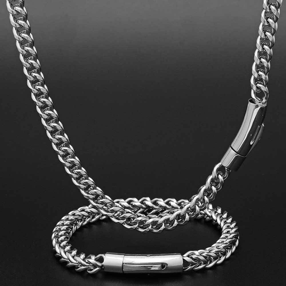 Hip-hop Solid Color Stainless Steel Chain Jewelry Set