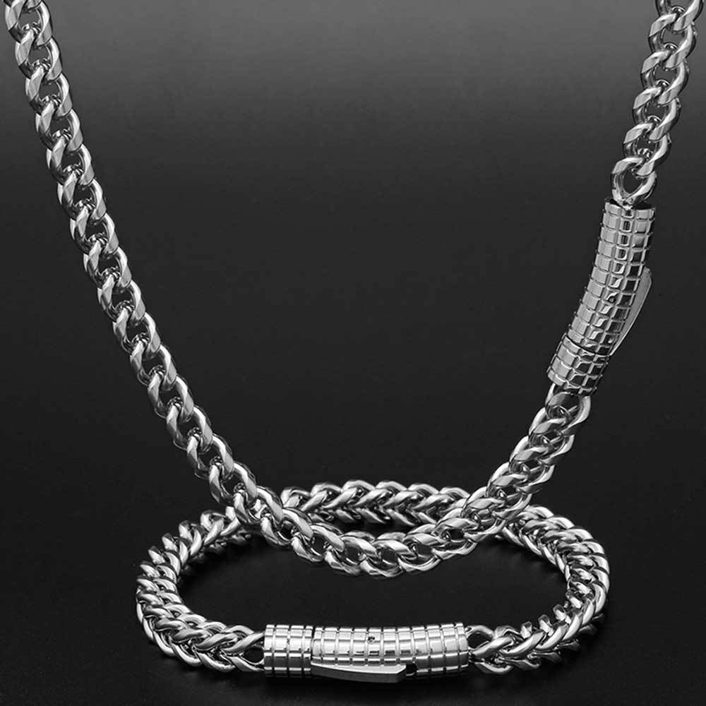 Hip-hop Solid Color Stainless Steel Chain Jewelry Set