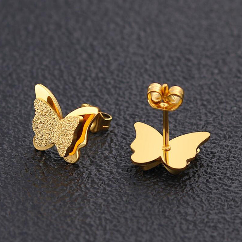 1 Pair Simple Style Butterfly Stainless Steel Plating Ear Studs