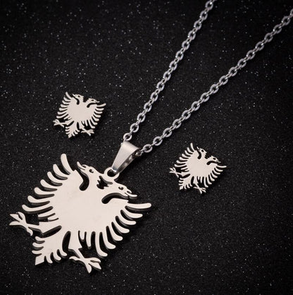 Fashion Eagle Stainless Steel Plating Earrings Necklace