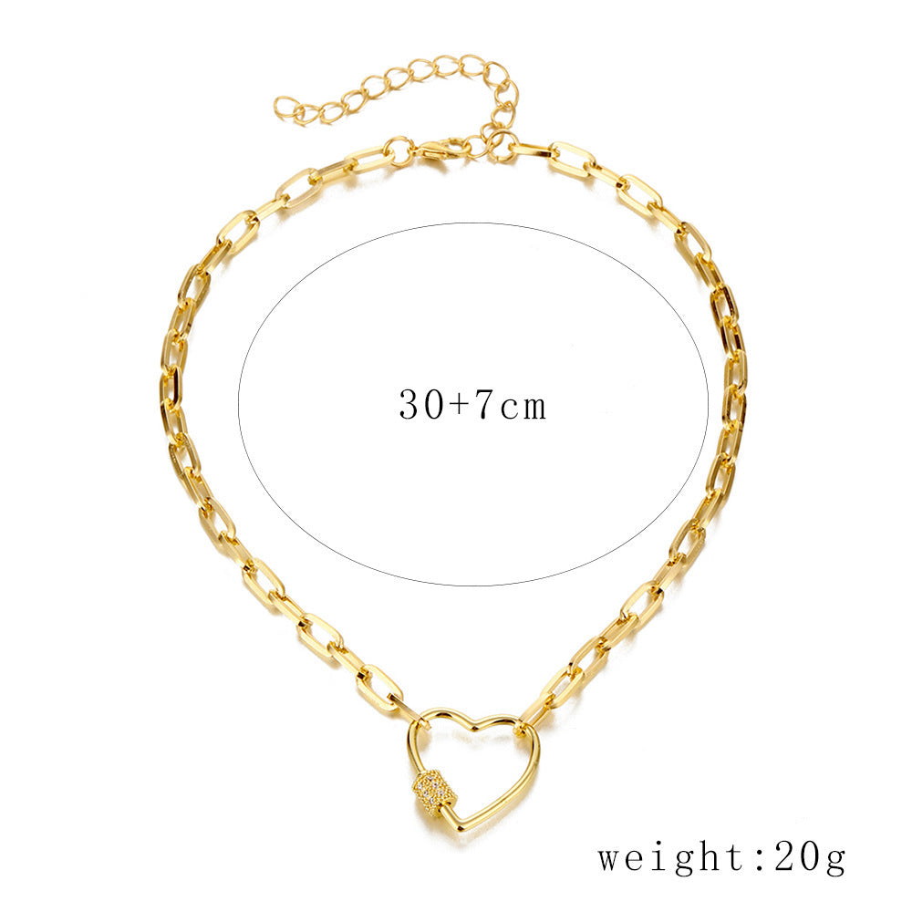 1 Piece Fashion Heart Shape Alloy Plating Inlay Artificial Diamond Women's Pendant Necklace