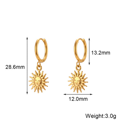 1 Pair Simple Style Sun Stainless Steel Plating Drop Earrings