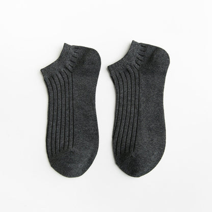 Men'S Japanese Style Solid Color Cotton Embroidery Ankle Socks A Pair