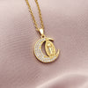 1 Piece Retro Human Moon Copper Inlaid Zircon Necklace