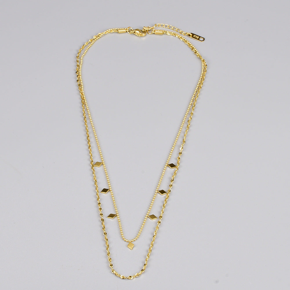 Simple Style Geometric Titanium Steel Plating Layered Necklaces