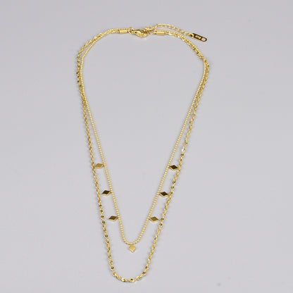 Simple Style Geometric Titanium Steel Plating Layered Necklaces