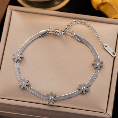 Fashion Flower Titanium Steel Plating Bracelets