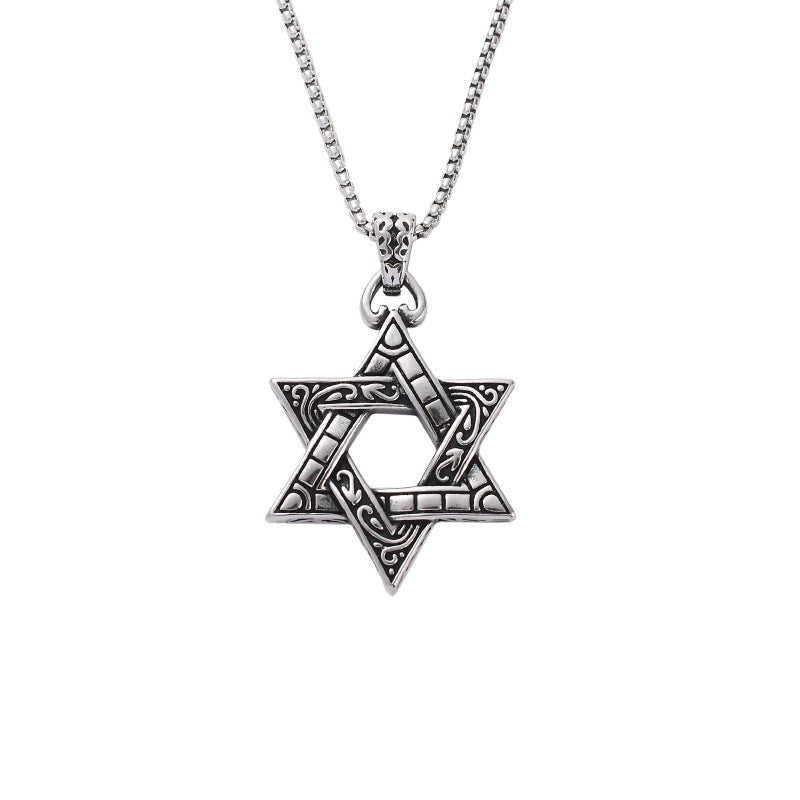 1 Piece Retro Star Stainless Steel Titanium Steel Polishing Pendant Necklace