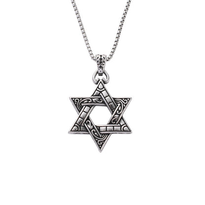 1 Piece Retro Star Stainless Steel Titanium Steel Polishing Pendant Necklace