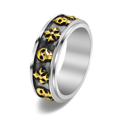 1 Piece Retro Cross Skull Stainless Steel Polishing Plating Rings