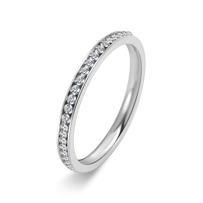 Simple Style Circle Stainless Steel Rhinestone Rings