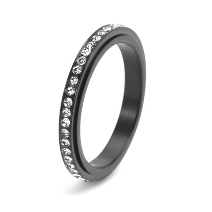 1 Piece Fashion Round Stainless Steel Inlay Zircon Rings