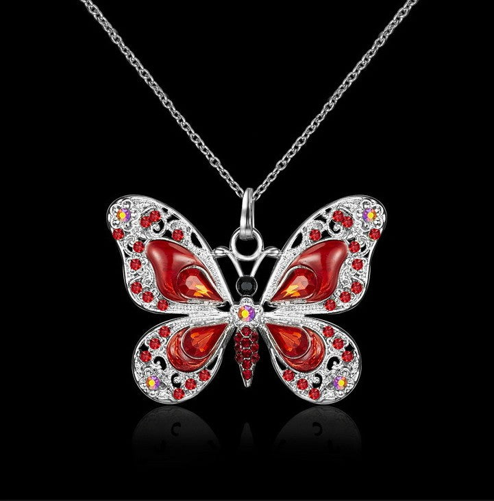 1 Piece Cartoon Style Butterfly Alloy Inlay Rhinestones Women's Necklace