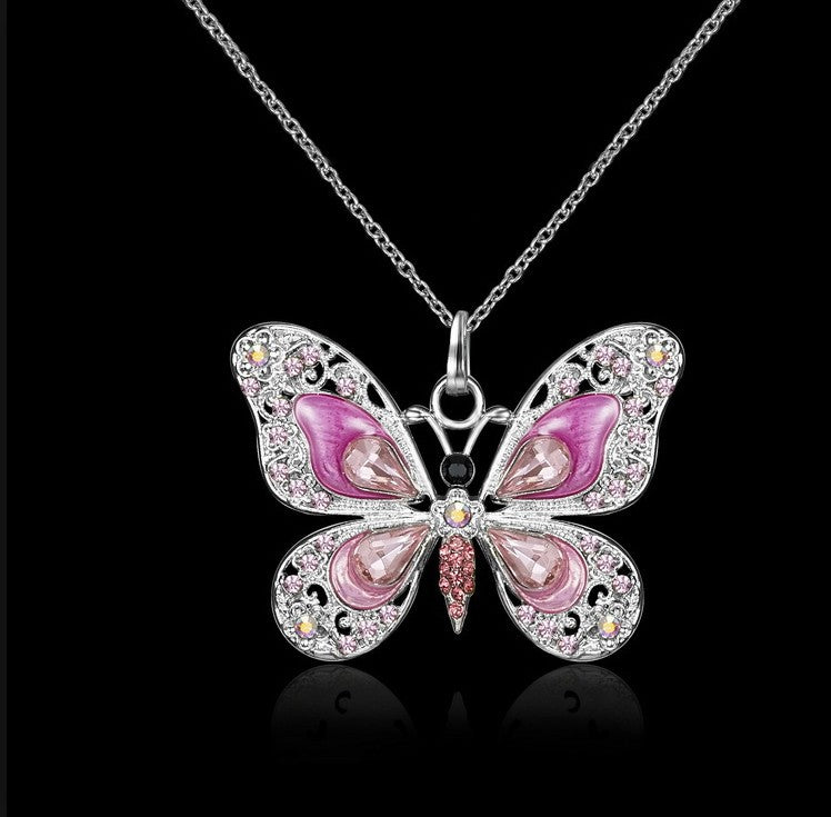 1 Piece Cartoon Style Butterfly Alloy Inlay Rhinestones Women's Necklace