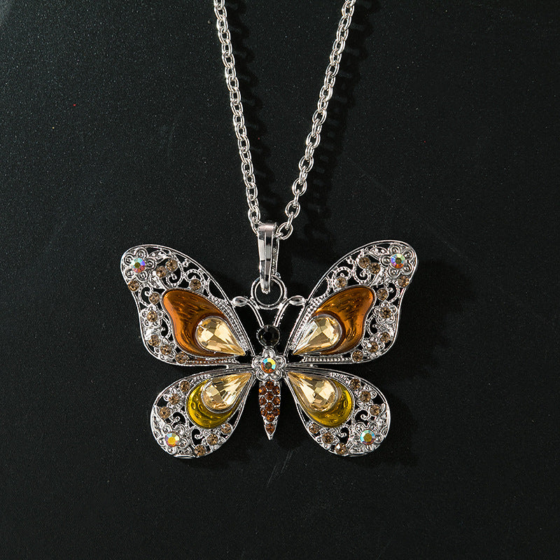 1 Piece Cartoon Style Butterfly Alloy Inlay Rhinestones Women's Necklace