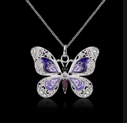 1 Piece Cartoon Style Butterfly Alloy Inlay Rhinestones Women's Necklace