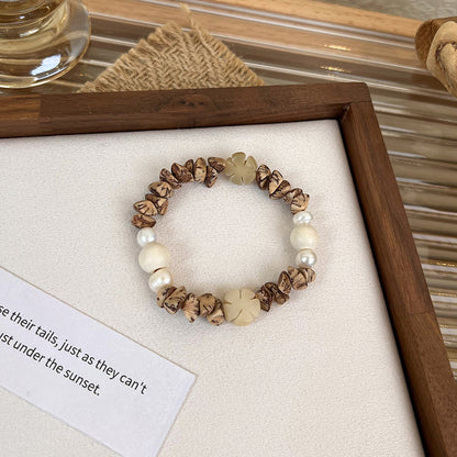 1 Piece Chinoiserie Round Wood Beaded Women's Bracelets