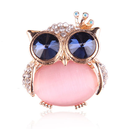 Retro Owl Alloy Diamond Women'S Brooches