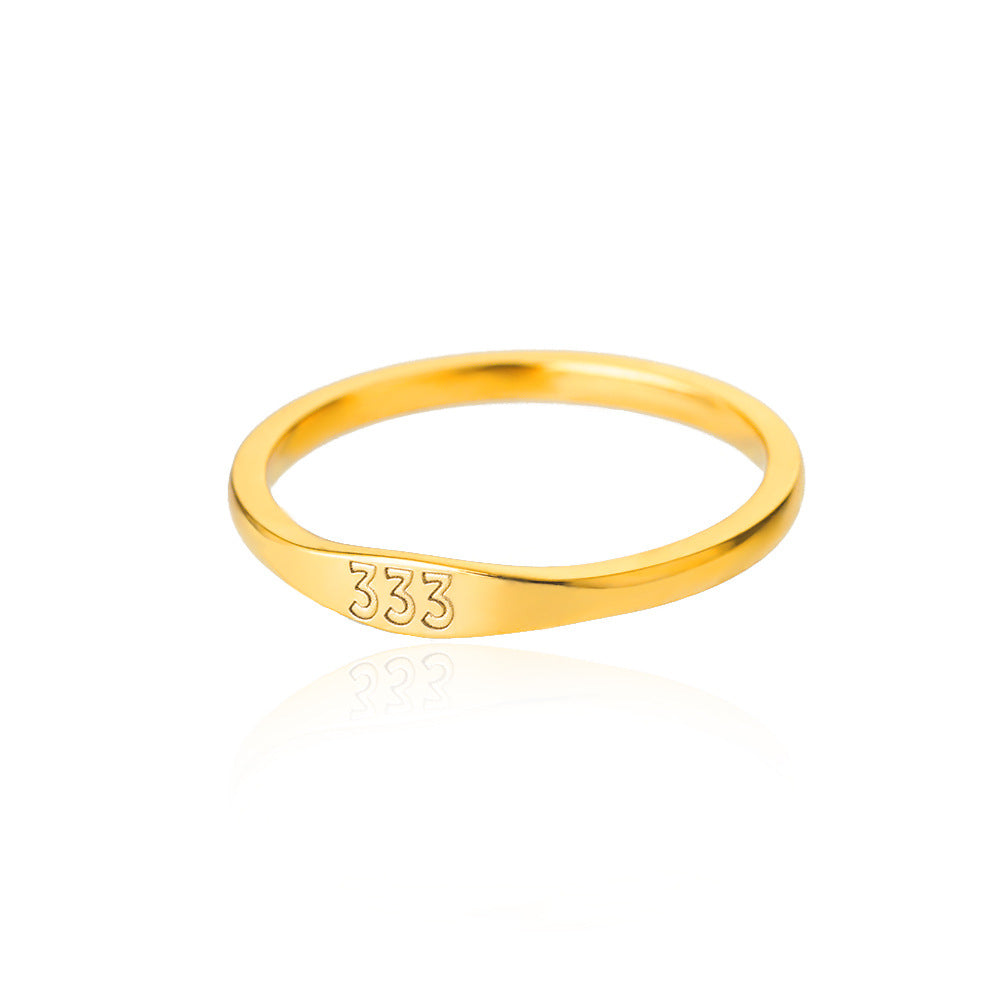 1 Piece Simple Style Number Stainless Steel Inlaid Gold Rings