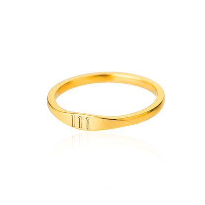 1 Piece Simple Style Number Stainless Steel Inlaid Gold Rings