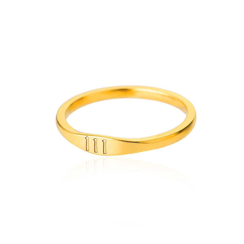 1 Piece Simple Style Number Stainless Steel Inlaid Gold Rings