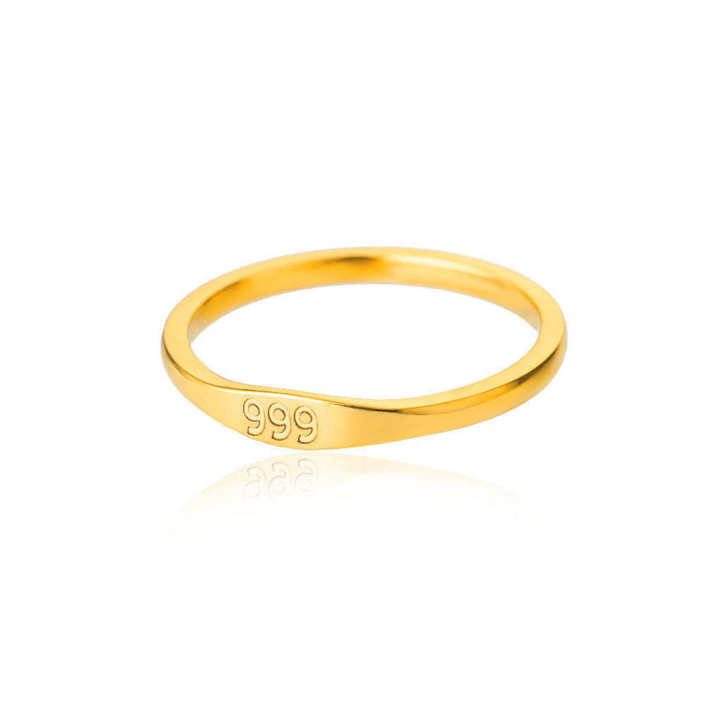 1 Piece Simple Style Number Stainless Steel Inlaid Gold Rings