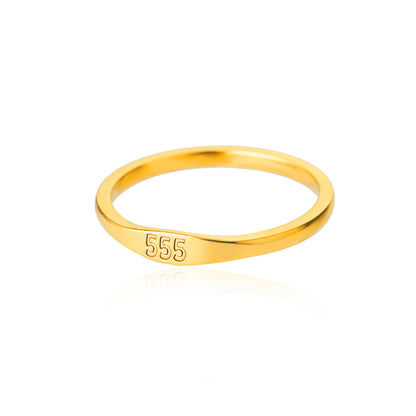 1 Piece Simple Style Number Stainless Steel Inlaid Gold Rings