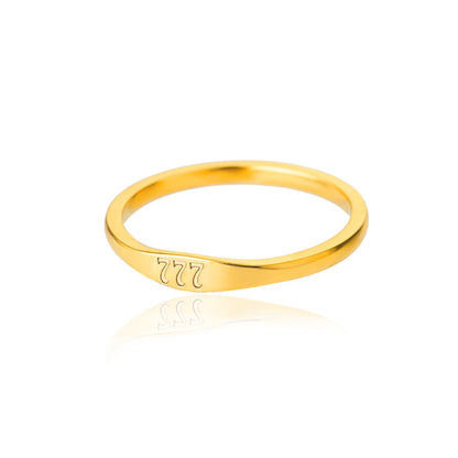 1 Piece Simple Style Number Stainless Steel Inlaid Gold Rings