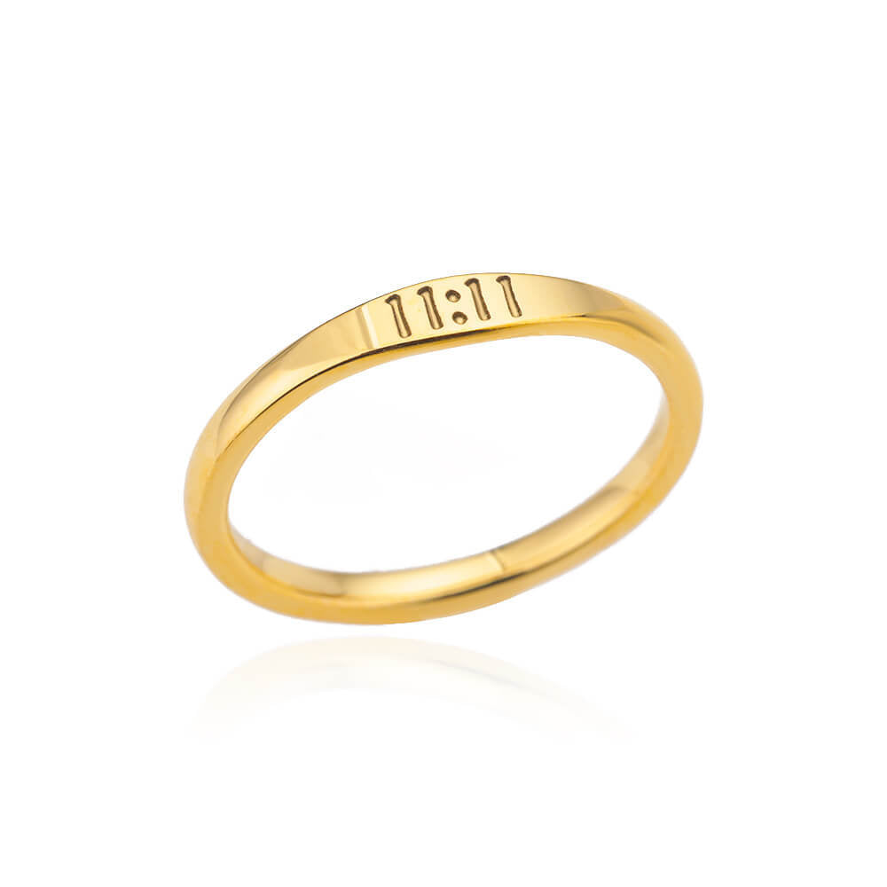 1 Piece Simple Style Number Stainless Steel Inlaid Gold Rings